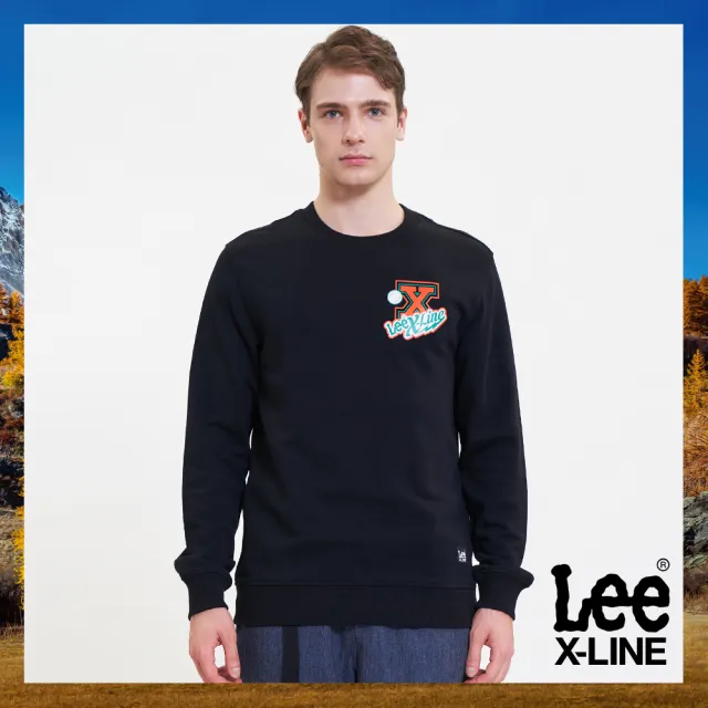 【Lee】男裝 長袖厚T / 棒球圖騰 塗鴉黑 標準版型 / X-LINE 系列(LL220394K11)