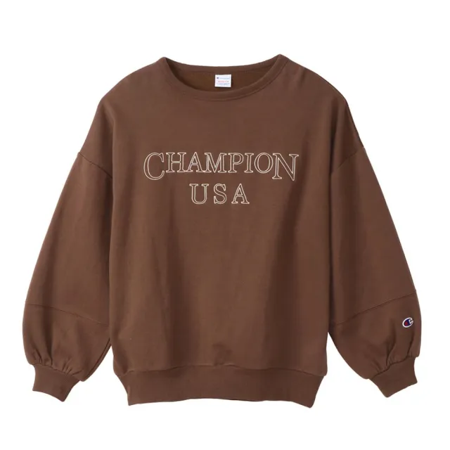 【Champion】官方直營 女款Womens Logo 寬袖大學長袖Tee-棕色(CW-S004-860)