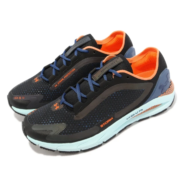 【UNDER ARMOUR】慢跑鞋 HOVR Sonic 5 Storm 男鞋 黑 藍 防潑水 路跑 運動鞋 UA(3025448002)