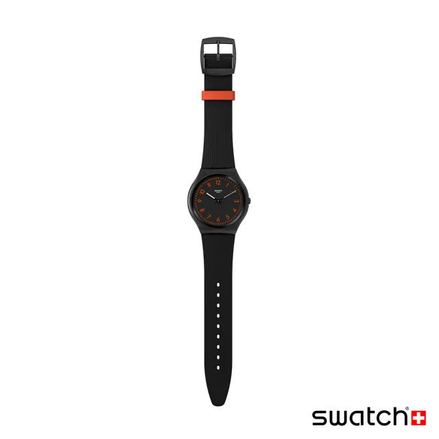 【SWATCH】Skin Irony 超薄金屬系列手錶 BRUSHED RED 螢光紅 男錶 女錶 瑞士錶 錶(42mm)