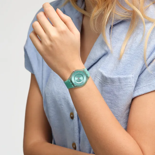 【SWATCH】PASTELICIOUS TEAL 超薄手錶/男錶/女錶/瑞士製造 SS08L100(34mm)