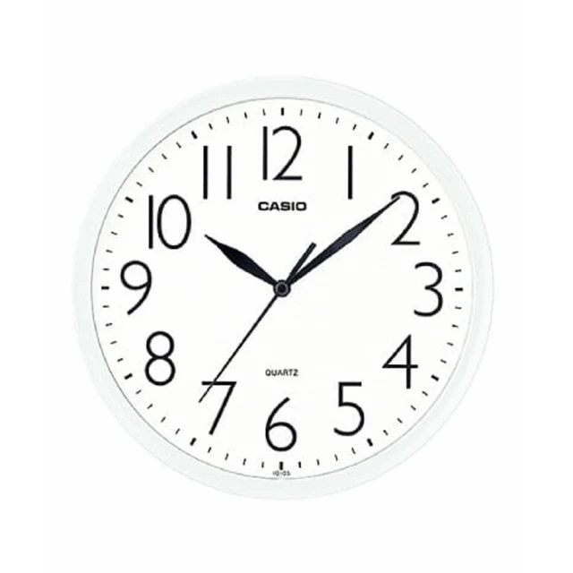【CASIO 卡西歐】簡約圓型掛鐘/白x黑指針(IQ-05-7)