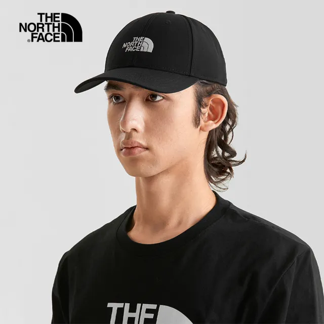 【The North Face 官方旗艦】北面男女款黑色簡約刺繡品牌LOGO運動帽｜4VSVKY4