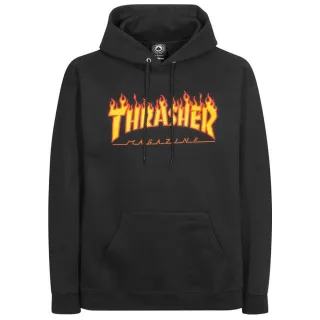 【Thrasher】Thrasher 美線 FLAME LOGO HOODIE 滑板 火焰T 長袖 帽T 刷毛 黑色(美版版型 請留意尺碼數據)