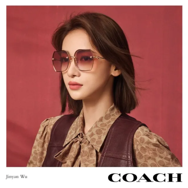 COACH】時尚大鏡框太陽眼鏡(HC7146BD-900513) - momo購物網