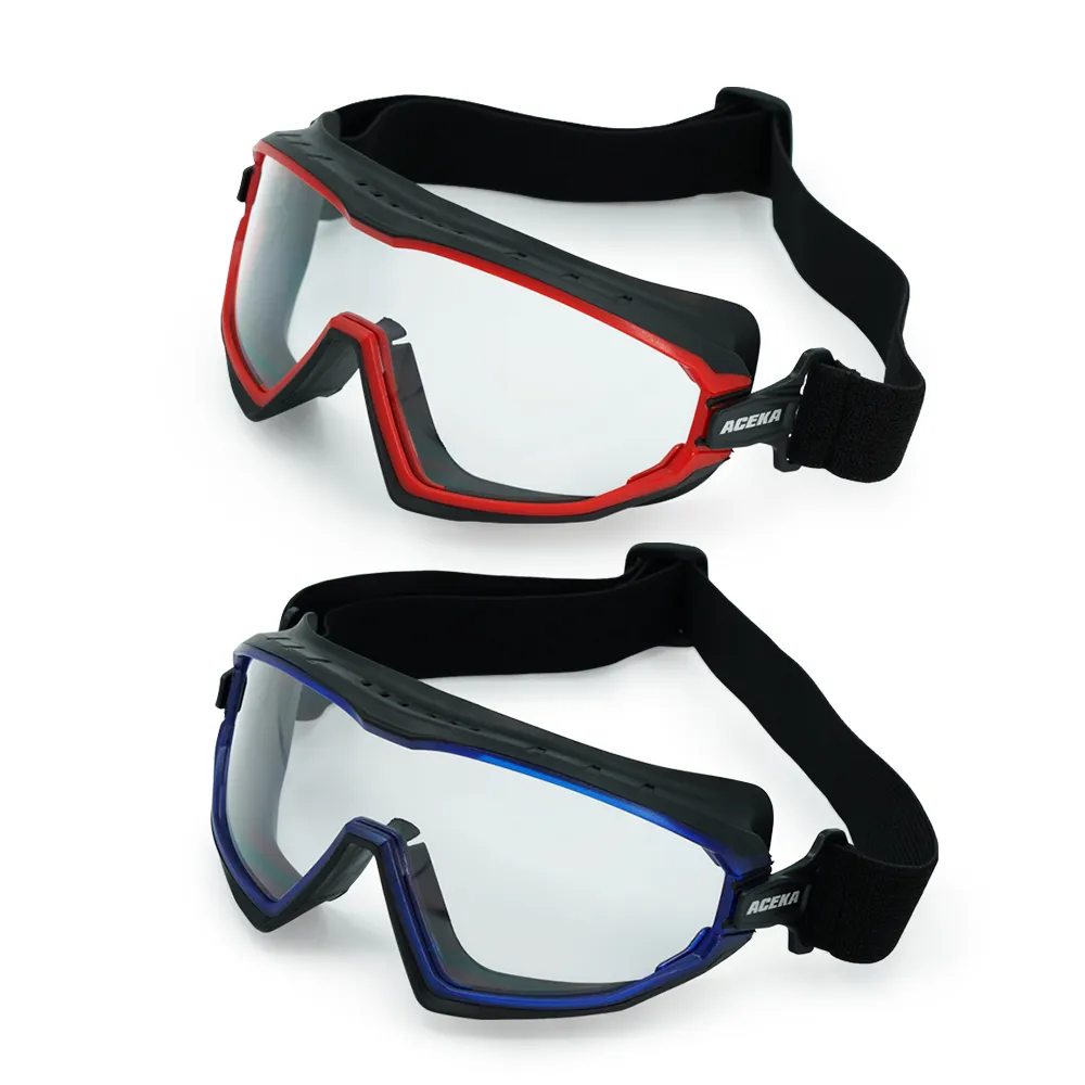 【ACEKA】時尚色框全覆式防護眼鏡-火焰紅／海洋藍(SHIELD 防護系列)