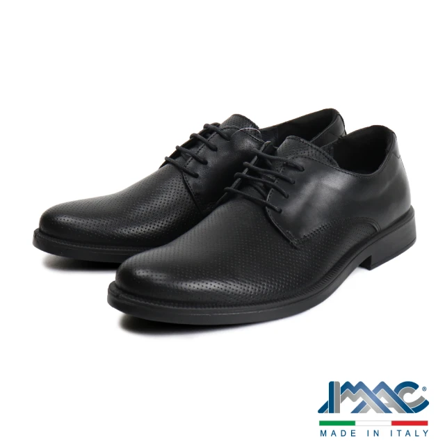 【IMAC】多孔造型輕量綁帶德比鞋 黑色(150001-BL)