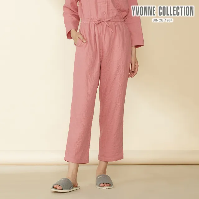 【YVONNE 以旺傢飾】雙層紗直筒長褲(活力粉)