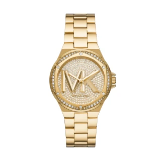 【Michael Kors 官方直營】Lennox LOGO耀眼金星時尚女錶 金色不鏽鋼鍊帶 手錶 37MM MK7229