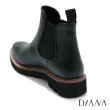 【DIANA】4cm 橡膠x彈性鬆緊帶拼接防水切爾西雨靴-率性獨特(黑)