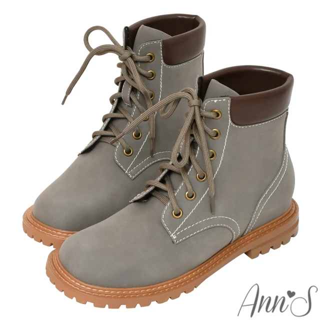【Ann’S】小男孩系列-outdoor綁帶霧面皮革內增高短靴-版型偏小(深灰)