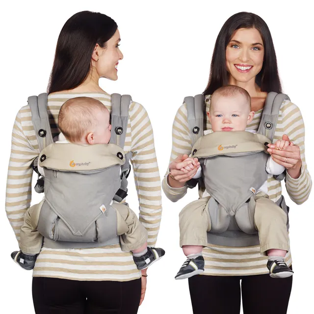 【Ergobaby】爾哥寶寶360度四向嬰童背帶帶-淺碳灰(嬰兒揹帶 新生兒雙肩背帶 嬰兒外出 寬腰帶揹巾)