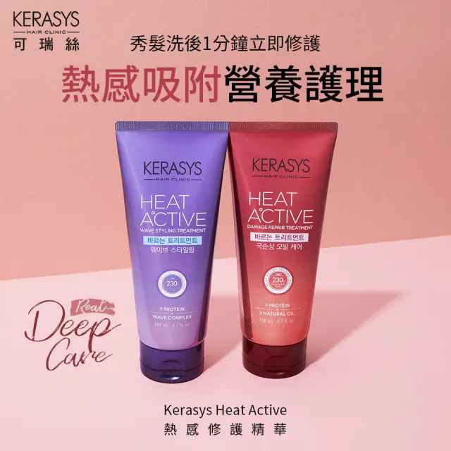 【KeraSys 可瑞絲】熱感修護精華護髮素200ml(免沖洗-吹髮同時修護)