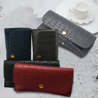 【Seoul Show 首爾秀】按扣鱷魚紋便攜太陽眼鏡盒手工皮質眼鏡包(墨鏡平光近視老花)