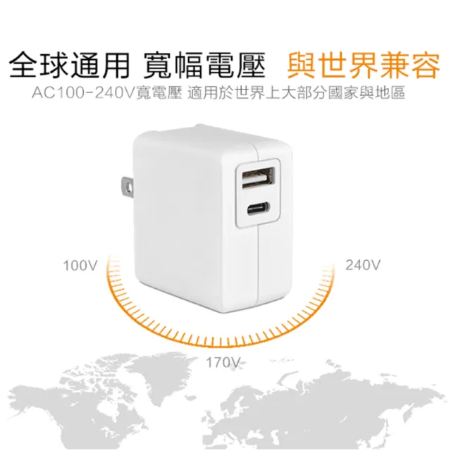 【TOPCOM】3.4A USB/Type C 雙孔充電器2入組(iPhone 15適用)