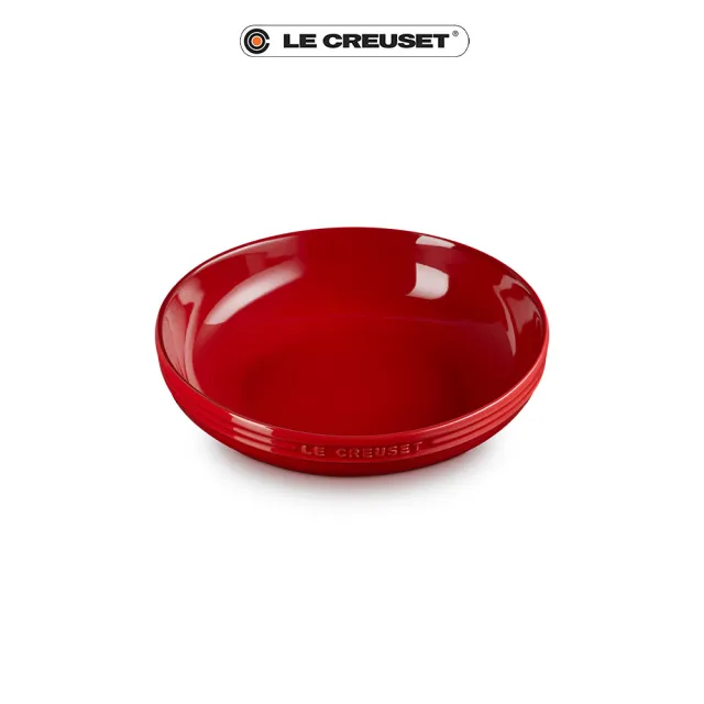【Le Creuset】瓷器輕虹霓彩系列深圓盤20cm(櫻桃紅)