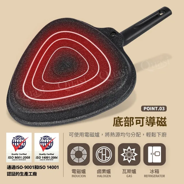 韓國大理石鑄造三孔煎蛋鍋(電磁爐適用)