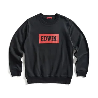 【EDWIN】男裝 BOX LOGO厚長袖T恤(黑色)