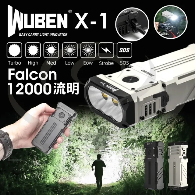【WUBEN】錸特光電 X-1 Falcon 強光EDC小鋼炮(12000流明 高亮泛光手電筒 PD快充 USB-C充電 X1 TM12K)
