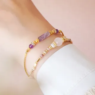 【Ficelle】招貴人 紫水晶 K金 京都藝伎小夜曲手鍊(輕珠寶 天然石 磁場  開運 設計款 手工製作)