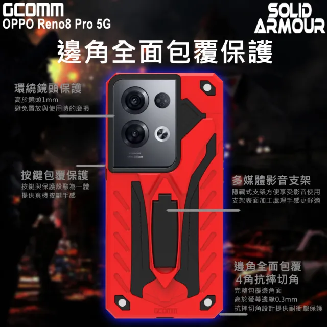 【GCOMM】OPPO Reno8 Pro 5G 防摔盔甲保護殼 Solid Armour(OPPO Reno8 Pro)