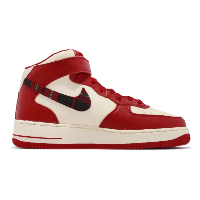 NIKE 耐吉】休閒鞋Air Force 1 Mid 07 LX 男鞋女鞋紅奶油白格紋AF1 中