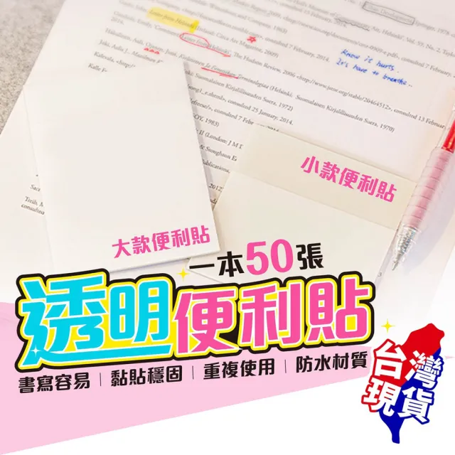 【Finger Pop 指選好物】透明便利貼-五入 免運費(透明書寫便利貼 標籤貼 便利貼)