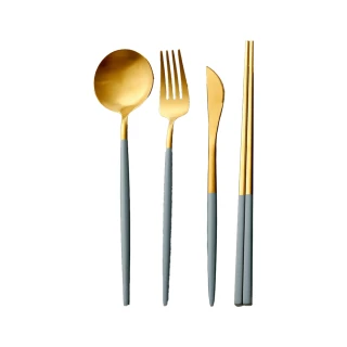 【邸家 DEJA】歐風四件套餐具組-莫蘭迪灰(餐刀、餐叉、餐勺、筷子)