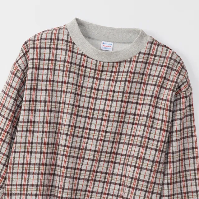 【Champion】官方直營 Womens 格紋大學Tee-女(灰色)