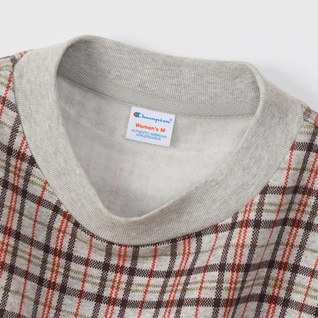 【Champion】官方直營 Womens 格紋大學Tee-女(灰色)