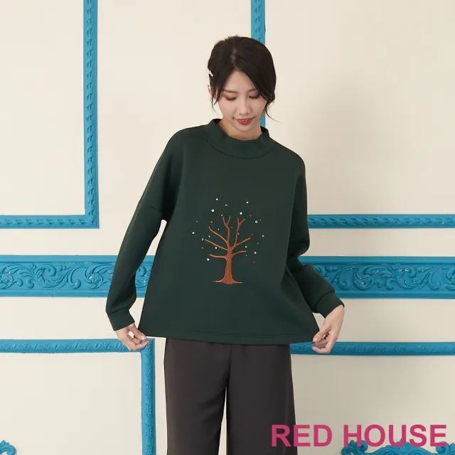 【RED HOUSE 蕾赫斯】水鑽繡花空氣紗上衣(共3色)