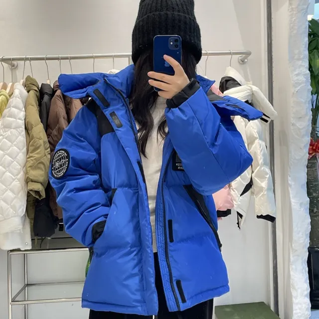 【巴黎精品】現貨+預購 真羽絨90%白鴨絨羽絨外套羽絨衣夾克(連帽拼色工裝短款男保暖女外套4色p1ah19 5P)