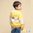 【Azio Kids 美國派】男童 外套 接片配色搖粒絨內裡連帽防風長袖外套(黃)