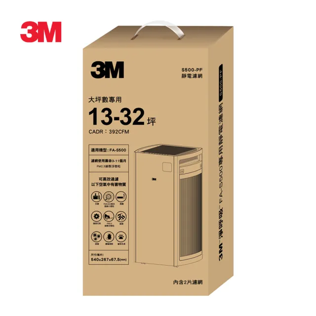 【3M】原廠濾網 全效型空氣清淨機專用濾網2片組 S500-PF(適用機型：FA-S500)