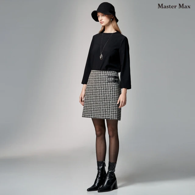 【Master Max】50%羊毛千鳥格圖騰窄裙(8222011)