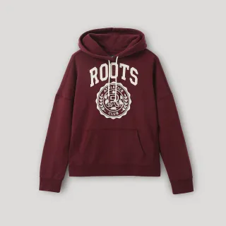 【Roots】Roots 女裝- 運動派對系列 學院風LOGO連帽上衣(酒紅)