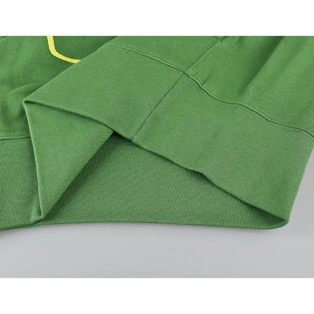 【KENZO】KENZO草寫刺繡LOGO創辦人造型設計內刷毛連帽T恤(女款/草綠x檸檬綠)