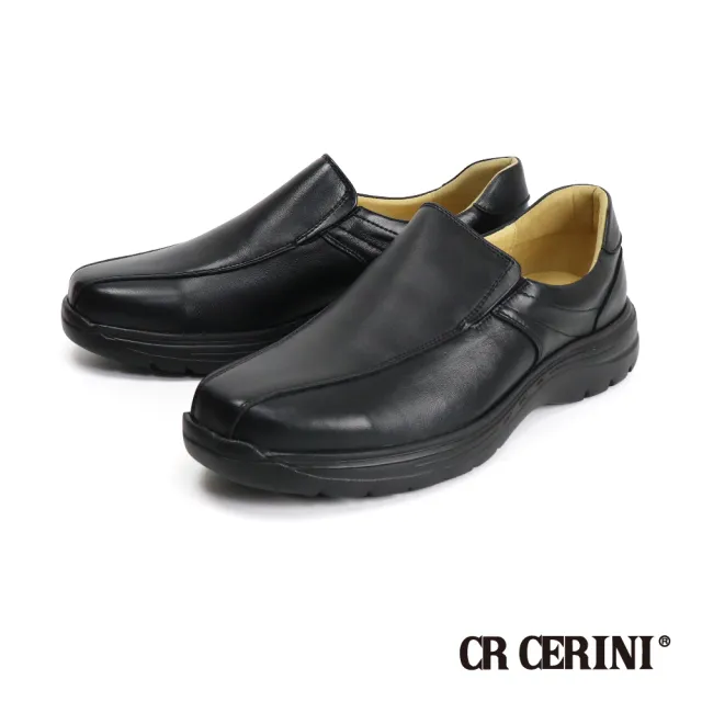 【CR CERINI】雙縫線舒適耐磨懶人休閒鞋 黑色(CR2002-BL)