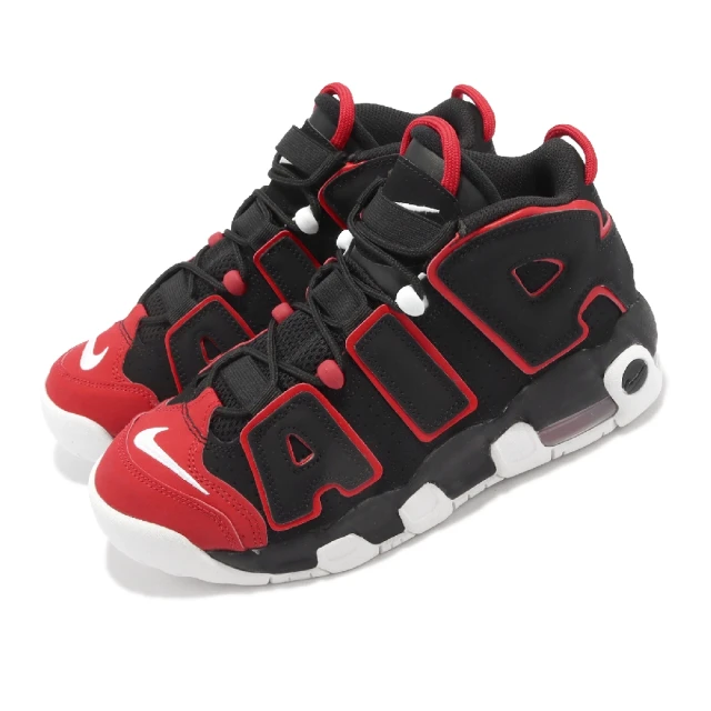 NIKE 耐吉 休閒鞋 Air More Uptempo GS 大童 女鞋 黑 紅 大AIR 氣墊 Red Toe(FB1344-001)