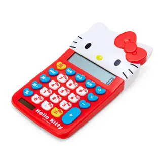 【小禮堂】Hello Kitty 造型太陽能12位元計算機 - 紅大臉款(平輸品)