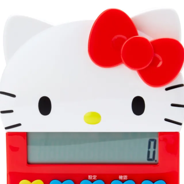 【小禮堂】Hello Kitty 造型太陽能12位元計算機 - 紅大臉款(平輸品)