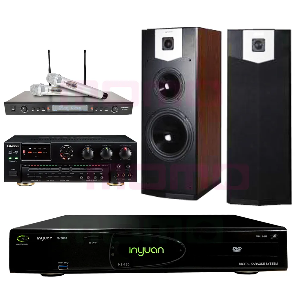 【音圓】S-2001 N2-130+OKAUDIO AK-7+OKAUDIO AK-7+SK-500V(點歌機4TB+擴大機+無線麥克風+喇叭)