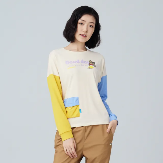 【BATIS 巴帝斯】撞色主題印花長 T - 女 - 三色(保暖、舒適)