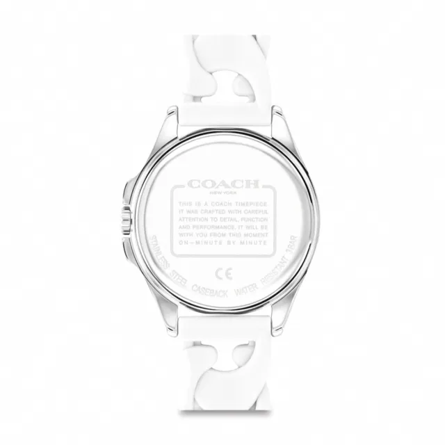 【COACH】時尚矽膠腕錶-白