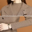 【MsMore】法式優雅針織連身長裙收腰立領長袖新款毛衣背心兩件式洋裝套裝#114284(4色)