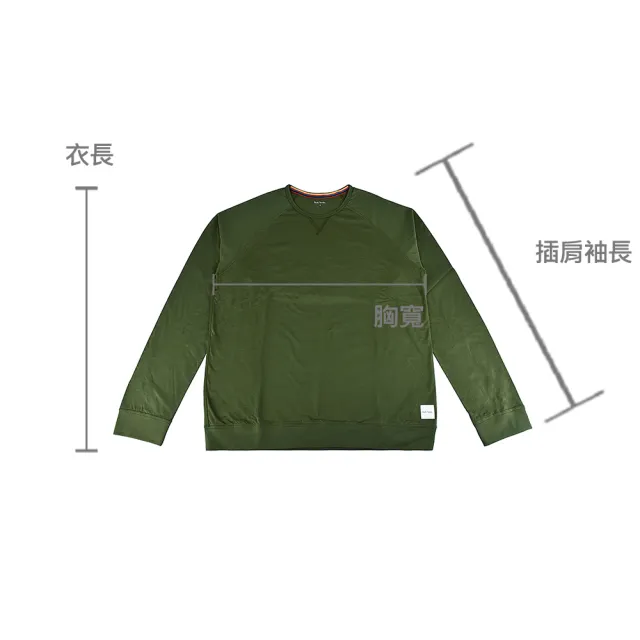 【Paul Smith】PAUL SMITH 白字LOGO後領彩色條紋純棉長袖T恤(男款/卡其綠)