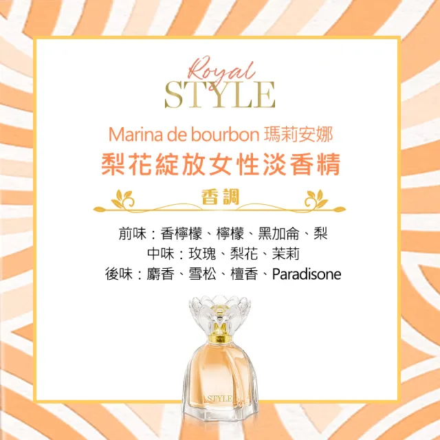 【MARINA DE BOURBON 瑪莉安娜】梨花綻放女性淡香精50ml(專櫃公司貨)