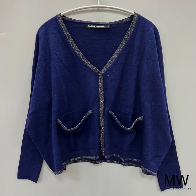 【MAGIQUE WARDROBE】羊毛開襟針織金蔥長袖短外套(3色)