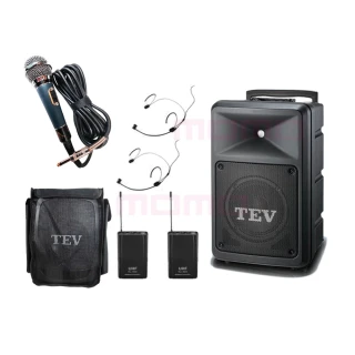 【TEV】TA-680D 配2頭戴式無線麥克風(8吋 220W 豪華型 移動式無線擴音機 USB/SD/藍芽)