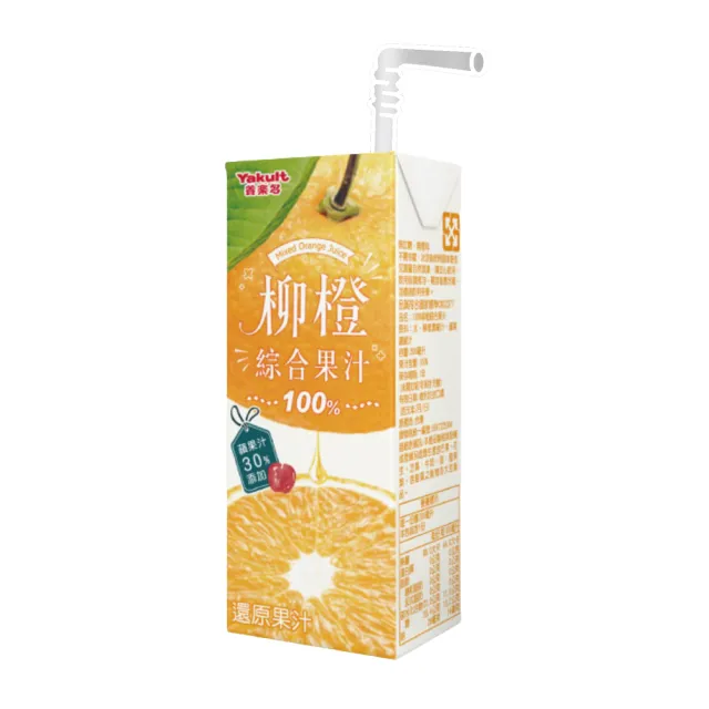 【Yakult 養樂多】100%柳橙綜合果汁x2箱(200ml*24入/箱)